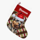 Border Terrier Vakantie Plaid en Honden Naam Grote Kerstsok (Voorkant (Hangend))