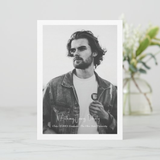 Borderdered Simple Photo Modern Design Aankondiging (Staand voorkant)