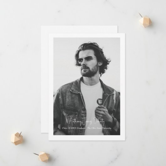 Borderdered Simple Photo Modern Design Aankondiging (Voorkant / Achterkant in situ)