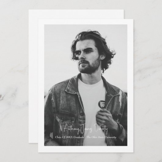 Borderdered Simple Photo Modern Design Aankondiging (Voorkant / Achterkant)