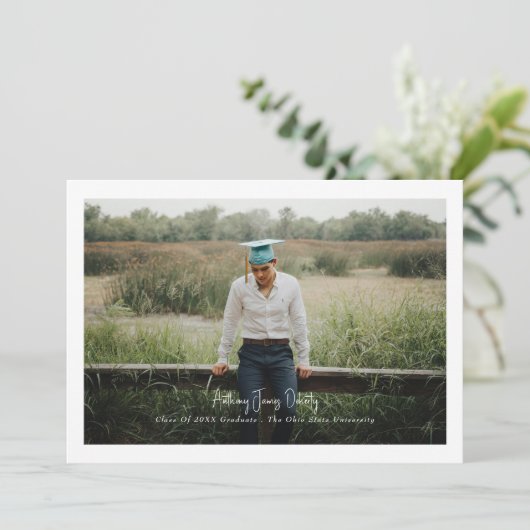 Borderdered Simple Photo Modern Design Aankondiging (Staand voorkant)