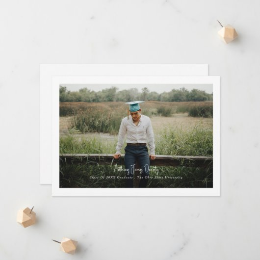 Borderdered Simple Photo Modern Design Aankondiging (Voorkant / Achterkant in situ)