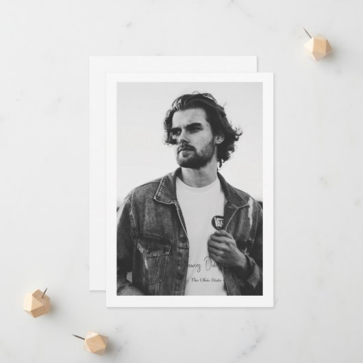 Borderdered Simple Photo Modern Design Aankondiging (Voorkant / Achterkant in situ)