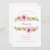 Bordered Floral Birthday Party Invitation Kaart (Voorkant / Achterkant)