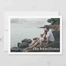 Bordered Photocard Grote Familienaam Kerstmis Feestdagenkaart