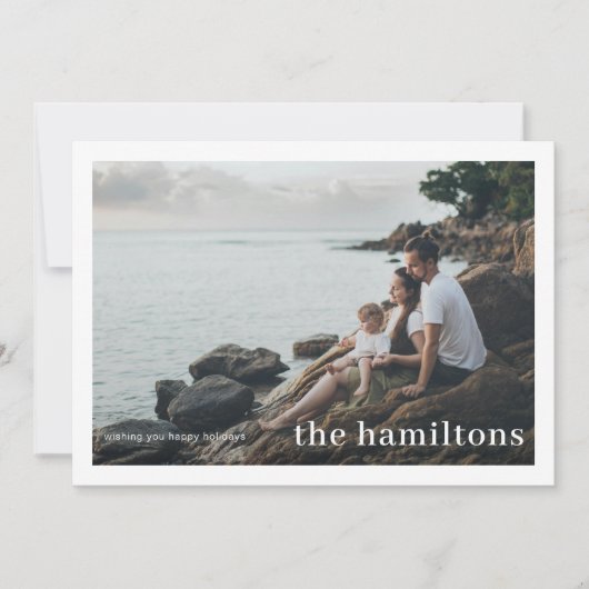 Bordered Photocard Grote Familienaam Kerstmis Feestdagenkaart (Voorkant)