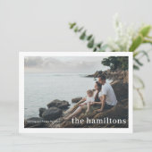 Bordered Photocard Grote Familienaam Kerstmis Feestdagenkaart (Staand voorkant)