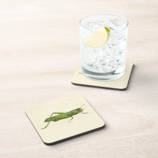 Bordered Print of Green Grasshopper Drankjes Onderzetter (Rechterzijde)
