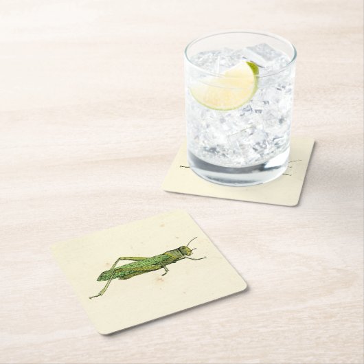 Bordered Print of Green Grasshopper Kartonnen Onderzetters (Insitu)