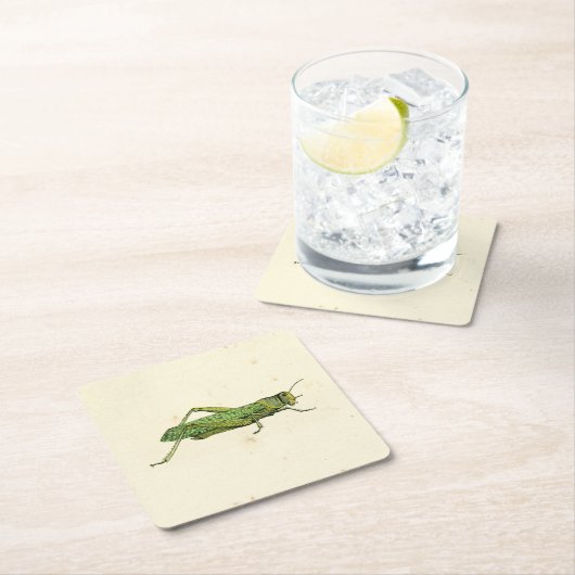 Bordered Print of Green Grasshopper Kartonnen Onderzetters (Insitu)