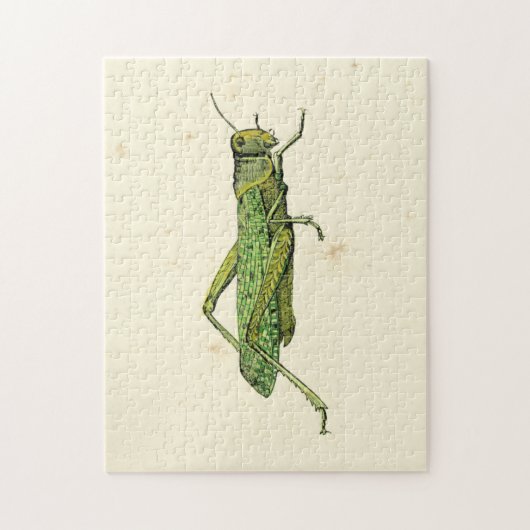 Bordered Print of Green Grasshopper Legpuzzel (Verticaal)