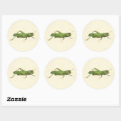 Bordered Print of Green Grasshopper Ronde Sticker (Vel)
