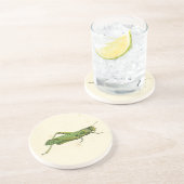 Bordered Print of Green Grasshopper Zandsteen Onderzetter (Zijkant)