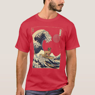Bordererrier Kanagawa Japanse Surfende Golfdamest T-shirt