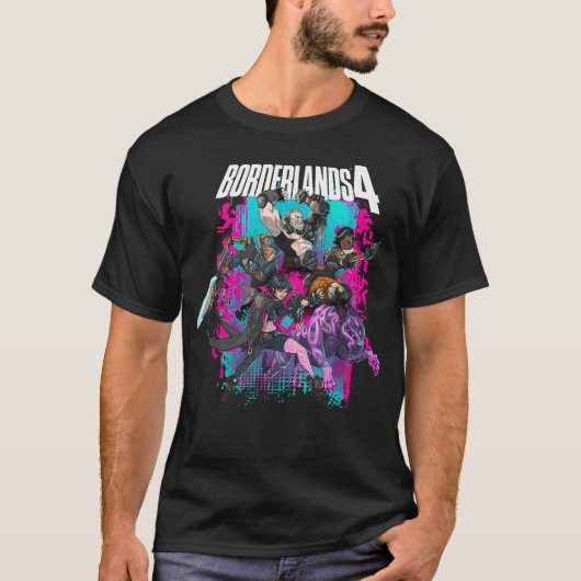 Borderlands 4 Kleurrijke Heldencollage Graffiti T-shirt (Voorkant)