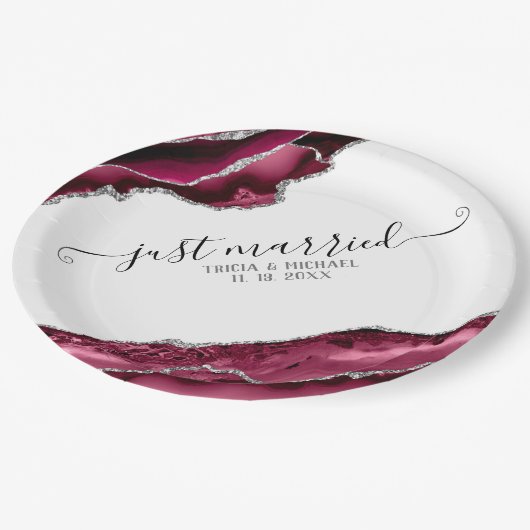 Borders van Bourgogne en Silver Agate alleen gehuw Papieren Bordje (Gekanteld)