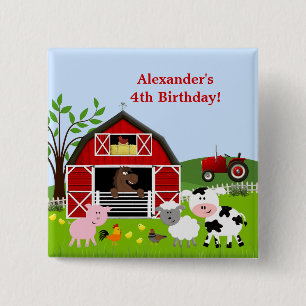 Bordewerende landbouwhuisdieren Birthday Button