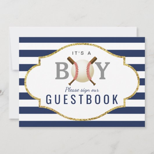 bordje gastenboek | Baseball Boy Baby shower Kaart (Voorkant)
