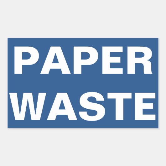 Bordje papierafval rechthoekige sticker (Voorkant)