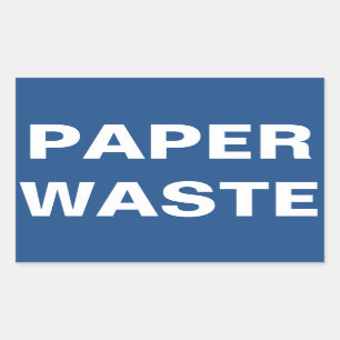 Bordje papierafval rechthoekige sticker