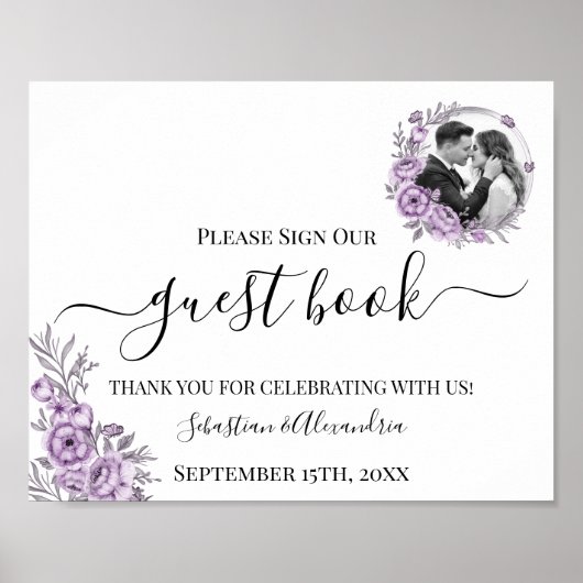 Bordje 'Schrijf in ons gastboek' groene bruiloft Poster (Voorkant)