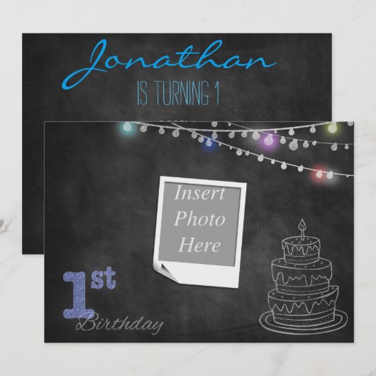 bordje verjaardagsuitnodiging kaart (Voorkant / Achterkant)