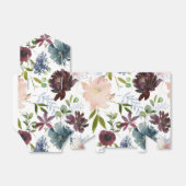 Bordo en Navy Floral Wedding Bedankdoosjes (Uitgevouwen)