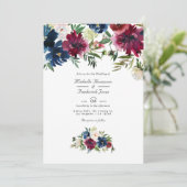 Bordo en Waterverf van de marine Floral QR Code We Kaart (Staand voorkant)