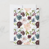 Bordo, Marine en Blush Bloemen Bruiloft RSVP Kaartje (Achterkant)