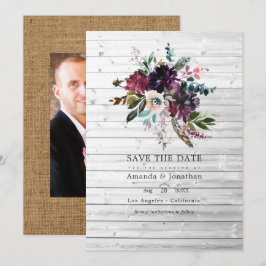 Bordo Paars Pruim Bloemig Landelijke Boheemse Brui Save The Date