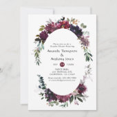 Bordo Paarse Pruimen Bloemrijke Koppels Bruisfeest Kaart (Voorkant)