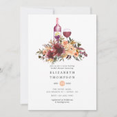 Bordo Peach Floral Wine Tasting Vrijgezellenfeest Kaart (Voorkant)