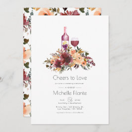 Bordo Peach Floral Wine Tasting Vrijgezellenfeest Kaart