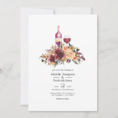 Bordo Peach Floral Wine Tasting Weddenschap Kaart (Voorkant)