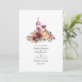 Bordo Peach Floral Wine Tasting Weddenschap Kaart (Staand voorkant)