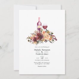 Bordo Peach Floral Wine Tasting Weddenschap Kaart