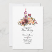 Bordo Peach Floral Wine Tasting Weddenschap Kaart (Voorkant)