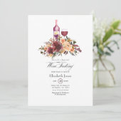 Bordo Peach Floral Wine Tasting Weddenschap Kaart (Staand voorkant)