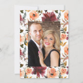 Bordo Peach Floral Wine Tasting Weddenschap Save The Date (Achterkant)