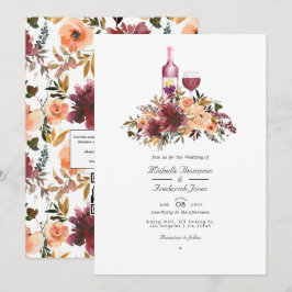 Bordo Peach Floral Wine Tasting Weduwfoto Invi Kaart