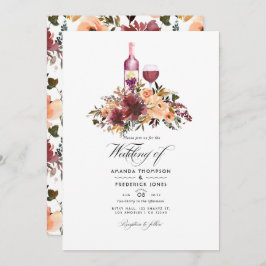 Bordo Peach Floral Wine Tasting Weduwfoto Kaart