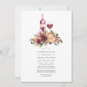 Bordo Peach Floral Wine Thécelebration of Life Kaart (Voorkant)