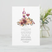 Bordo Peach Floral Wine Thécelebration of Life Kaart (Staand voorkant)