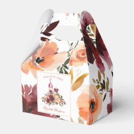 Bordo Peach Fuzz Wijnthema Bachelorette Party Bedankdoosjes