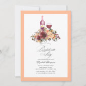 Bordo Peach Fuzz Wijnthema Bachelorette Party Kaart (Voorkant)