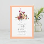 Bordo Peach Fuzz Wijnthema Bachelorette Party Kaart (Staand voorkant)