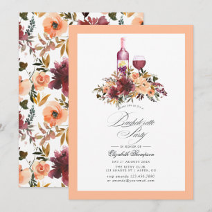 Bordo Peach Fuzz Wijnthema Bachelorette Party Kaart