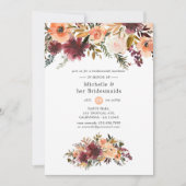 Bordo Peach Waterverf Bridesmaids Luncheon Kaart (Voorkant)