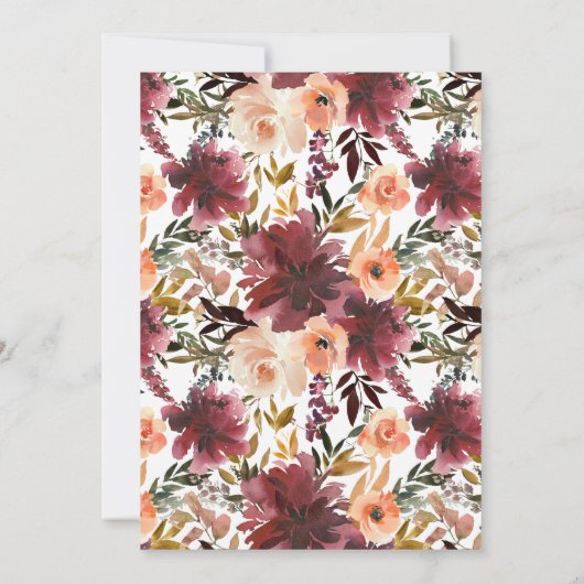 Bordo Peach Waterverf Bridesmaids Luncheon Kaart (Achterkant)