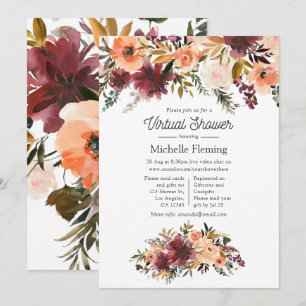 Bordo Peach Waterverf Virtual Baby shower Kaart